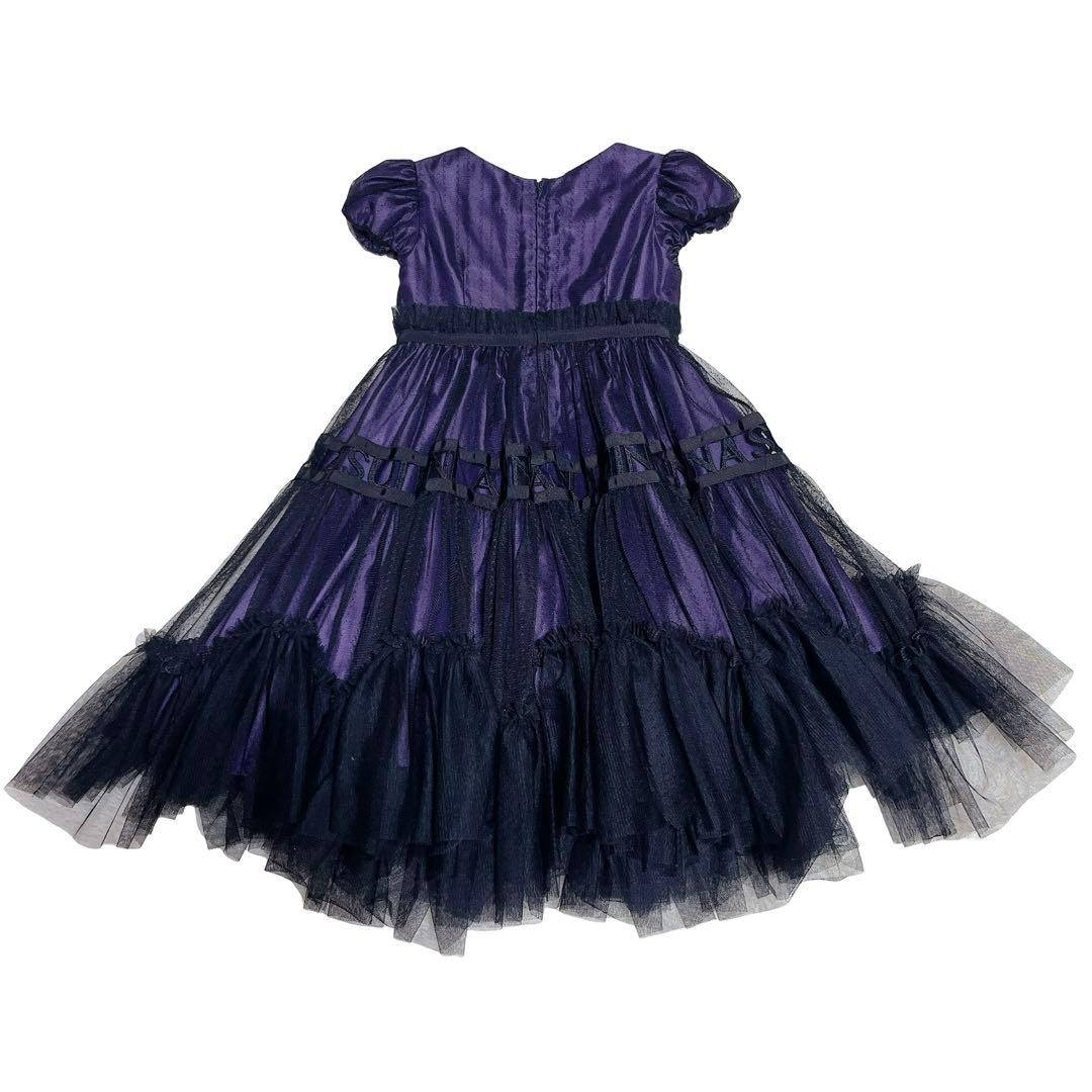 美品✨アナスイミニ　バラ刺繍重ねチュールドレス　パープル　Mサイズ