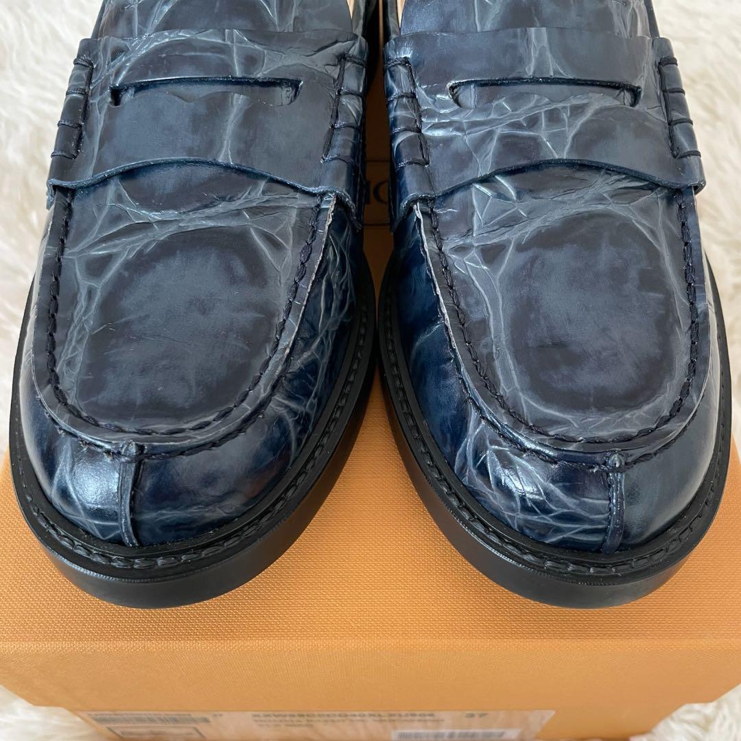 新品✨ TOD’S トッズ ペニーローファー クロコ型押し 紺 24cm 箱付き