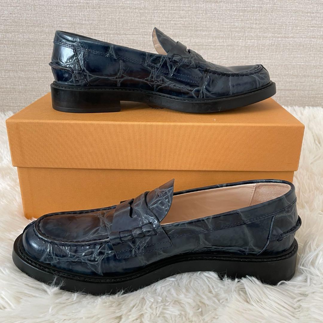 新品✨ TOD’S トッズ ペニーローファー クロコ型押し 紺 24cm 箱付き