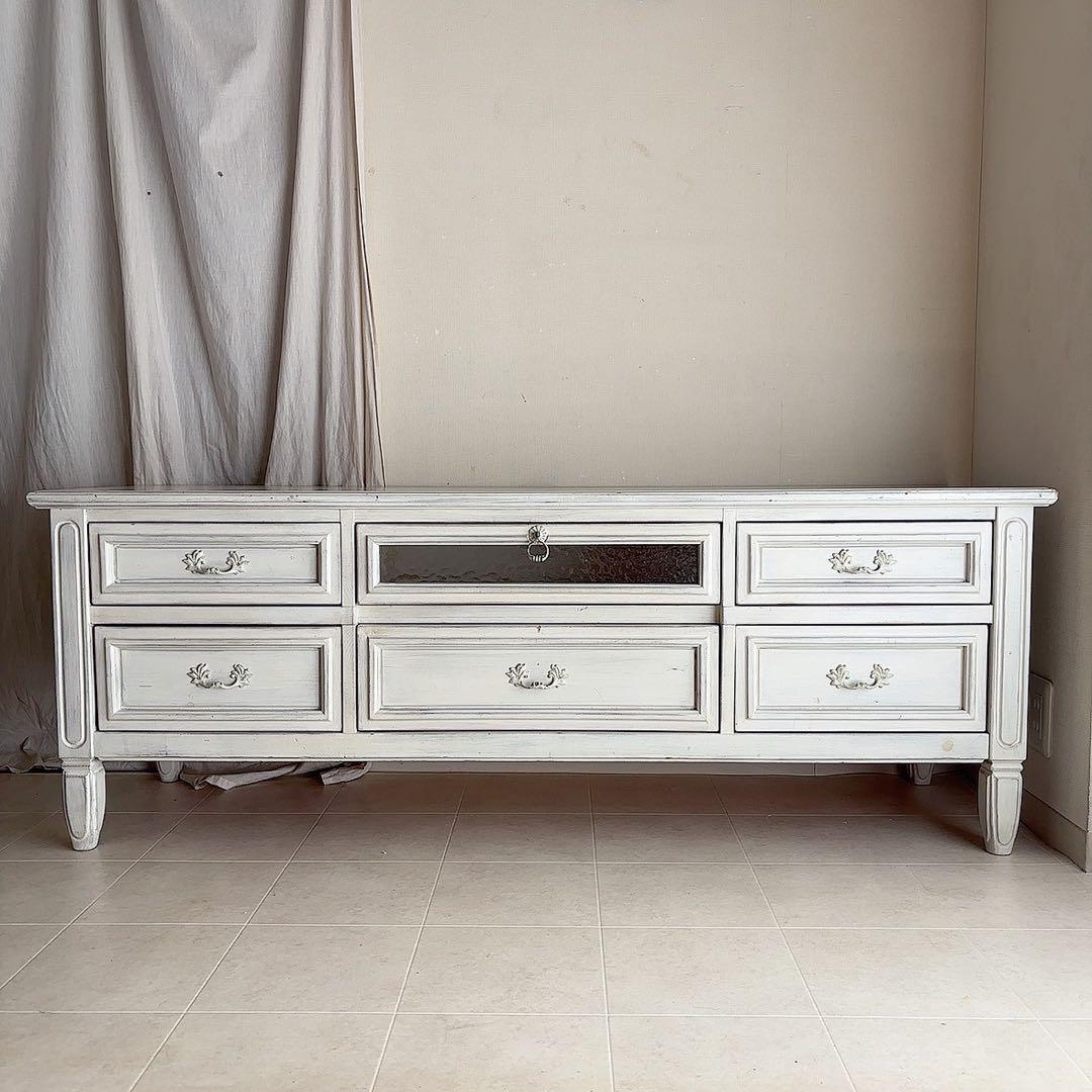 rira♡　直接配送 アンティーク　白家具　テレビ台　フレンチシャビー
