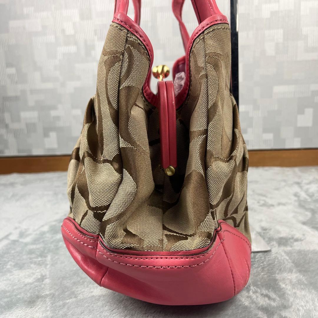バッグ Coach 12724 Kisslock Pink Hand Bag