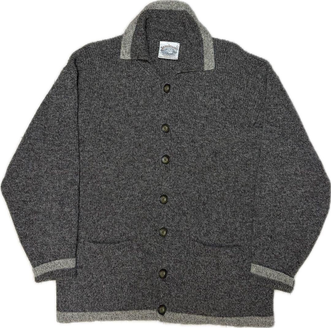 JAMIESON'S スコットランド製　グレー 襟付きカーディガン L