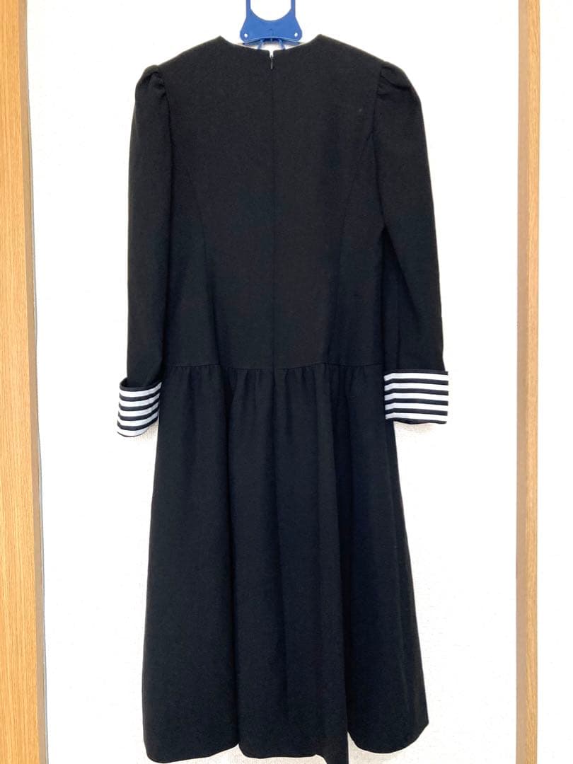 BORDERS at BALCONY ボーダーカフツイルワンピース 黒　38