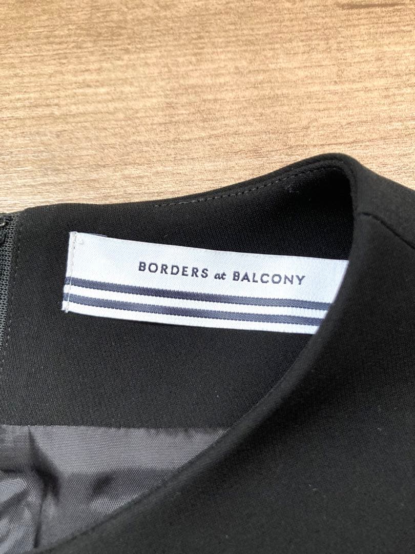BORDERS at BALCONY ボーダーカフツイルワンピース 黒　38