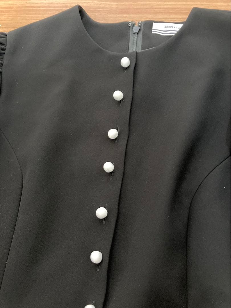 BORDERS at BALCONY ボーダーカフツイルワンピース 黒　38