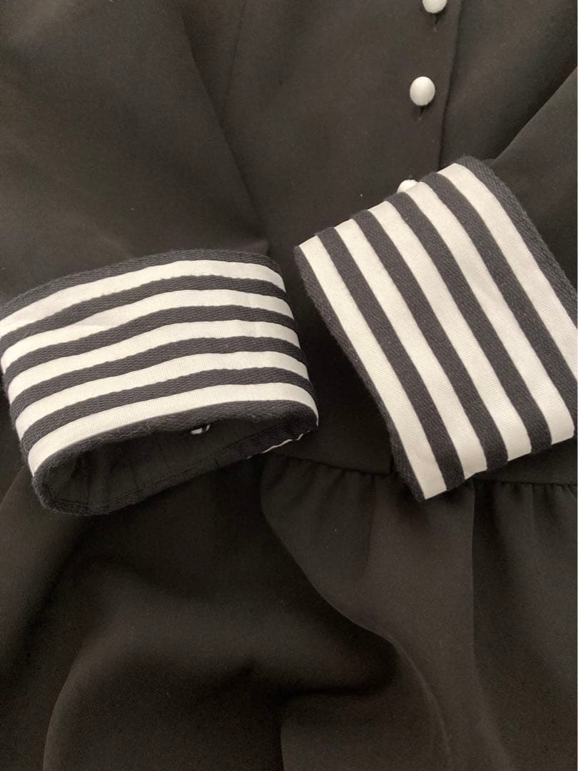 BORDERS at BALCONY ボーダーカフツイルワンピース 黒　38