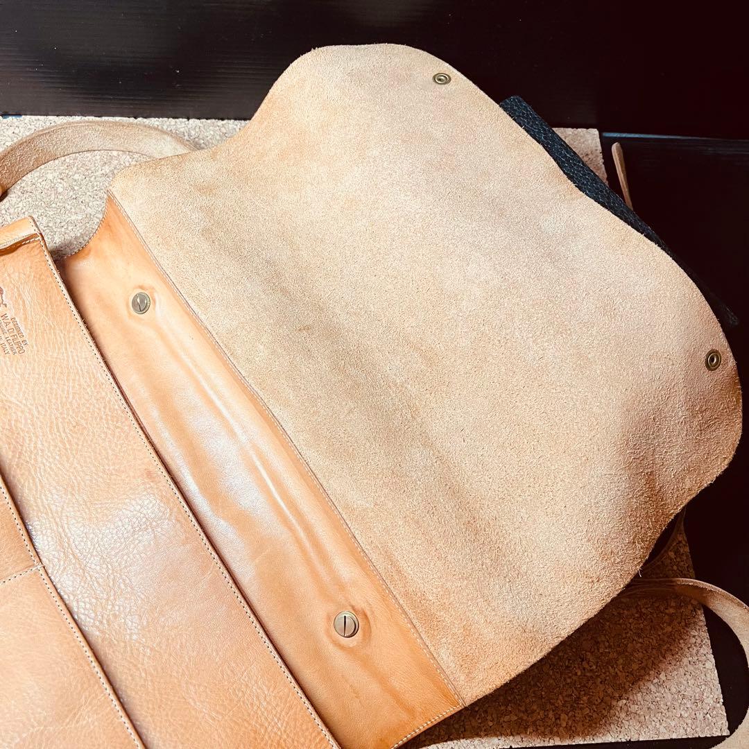 ILBiSONTEレザー本革メンズ2wayショルダーハンドバッグ／ブラウン