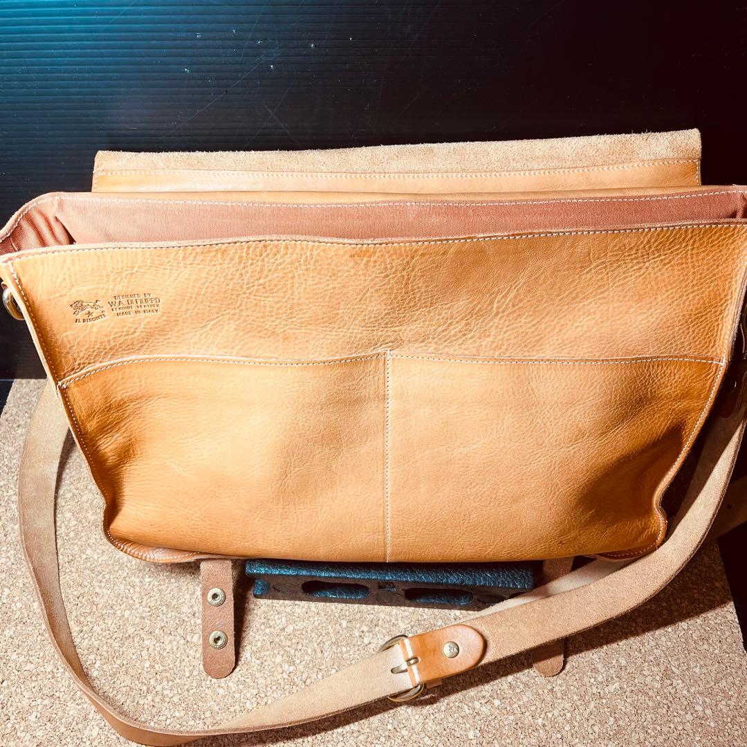 ILBiSONTEレザー本革メンズ2wayショルダーハンドバッグ／ブラウン