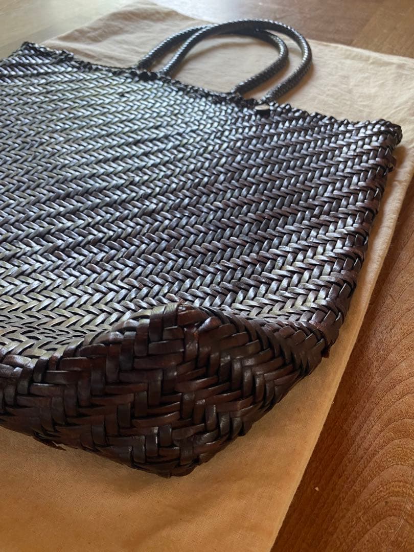 45R ダークブラウン 編み込みトートバッグ