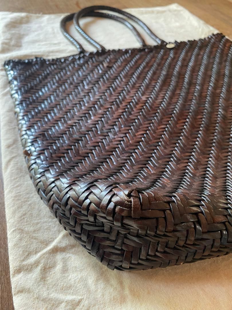 45R ダークブラウン 編み込みトートバッグ