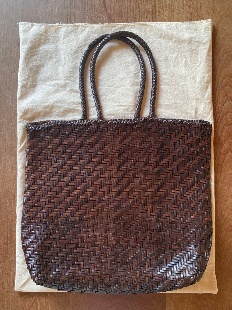 45R ダークブラウン 編み込みトートバッグ