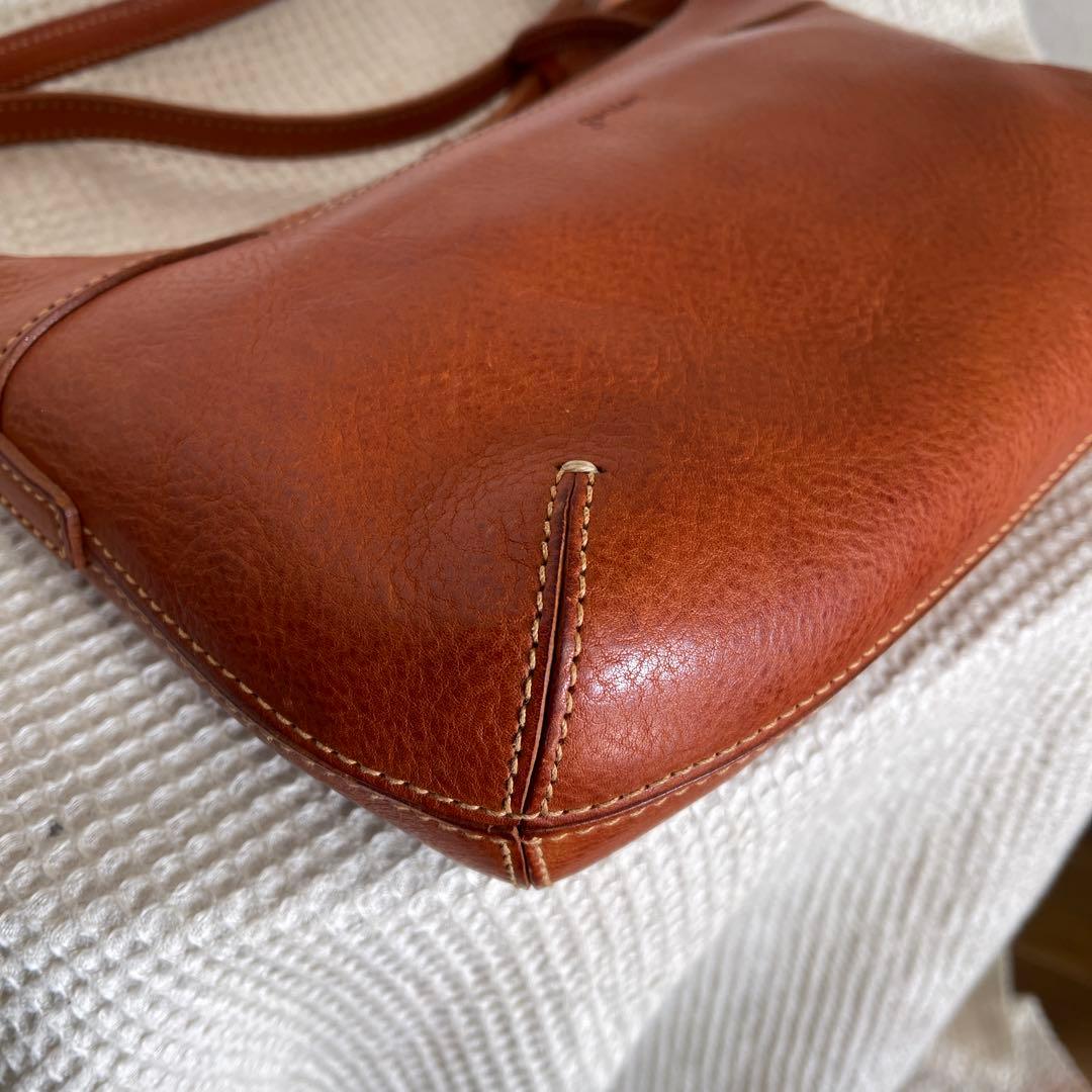 ◇ 美品 genten ゲンテン カットワークレザーショルダーバッグ ブラウン◇