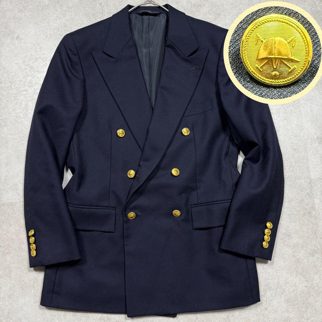 美品♡ポロラルフローレン 紺ブレ ダブル ロゴボタン 金ボタン ウール S-M