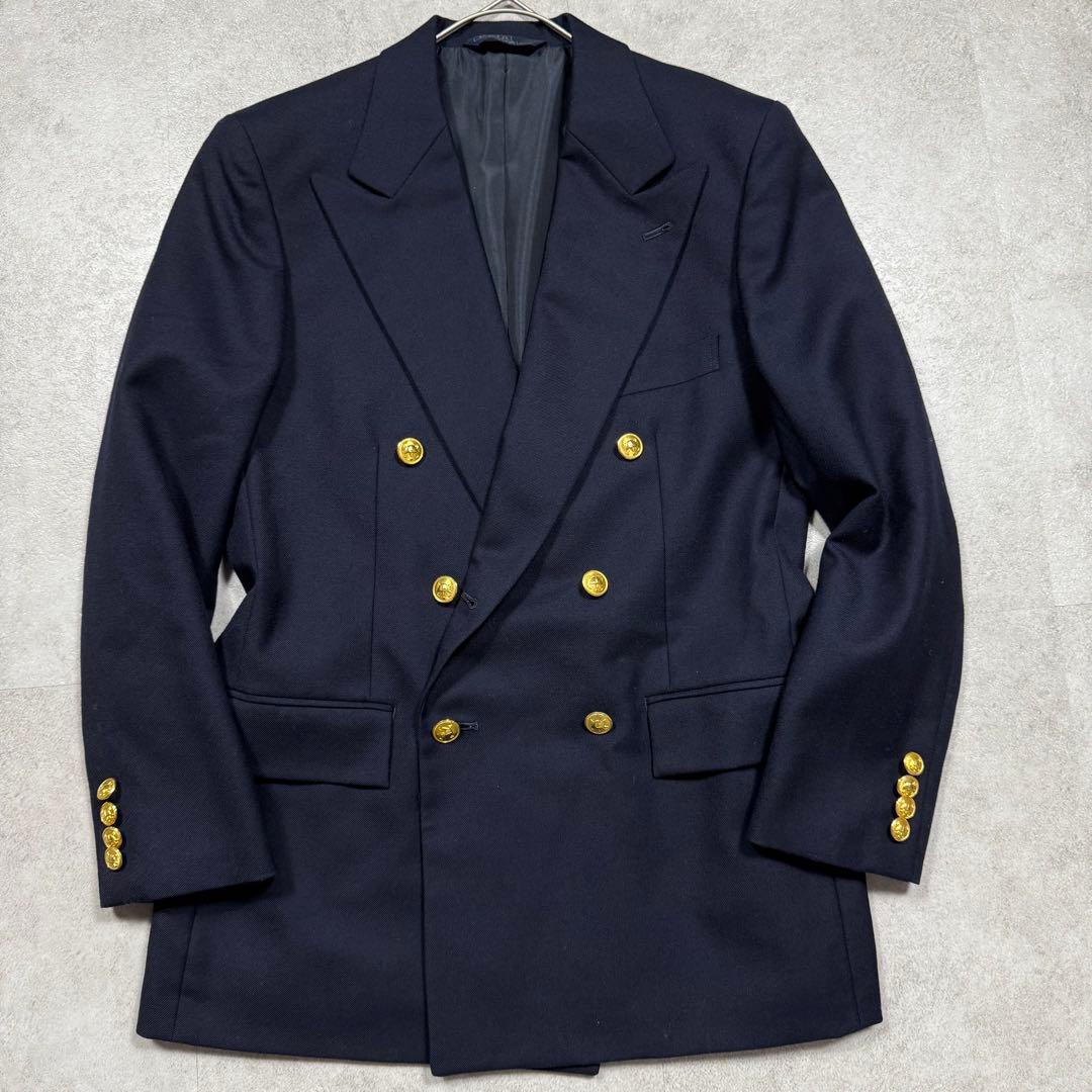 美品♡ポロラルフローレン 紺ブレ ダブル ロゴボタン 金ボタン ウール S-M