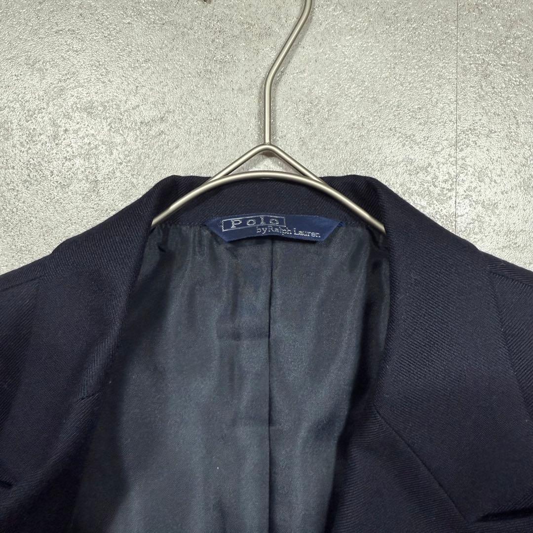 美品♡ポロラルフローレン 紺ブレ ダブル ロゴボタン 金ボタン ウール S-M