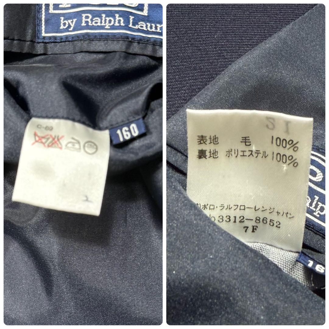 美品♡ポロラルフローレン 紺ブレ ダブル ロゴボタン 金ボタン ウール S-M