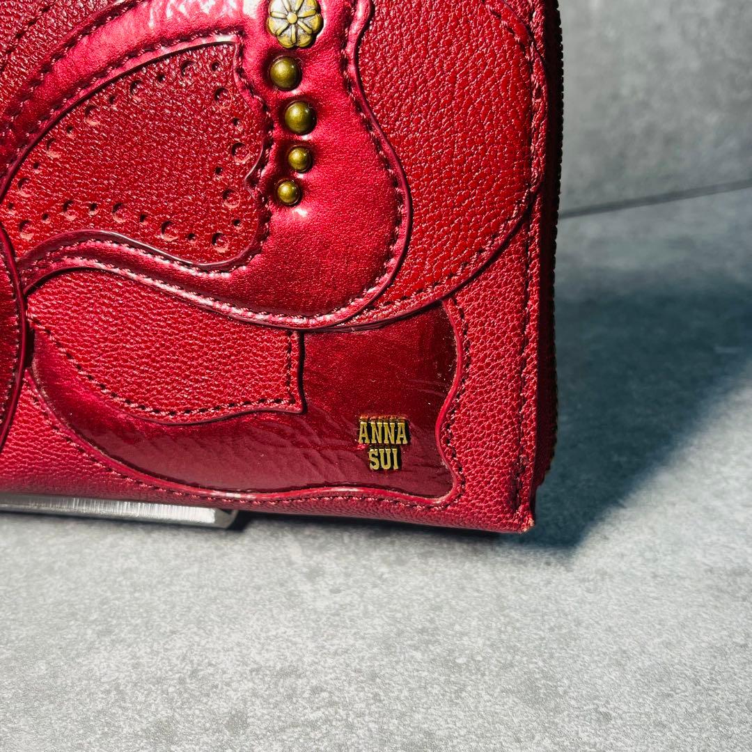 【新品✨】ANNA SUI アナスイ 長財布 蝶モチーフ 赤 ラウンドファスナー