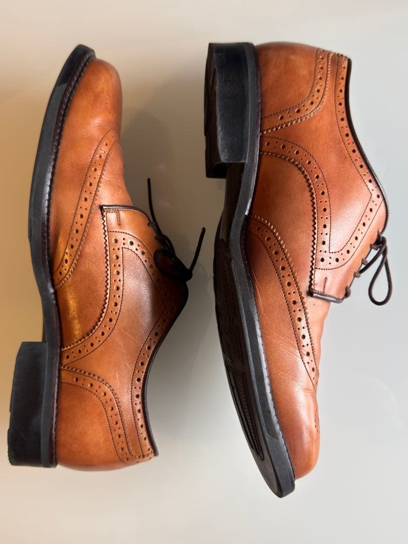 着用3回 runwalk ランウォーク 革靴 ウィングチップ 外羽根 本革 25