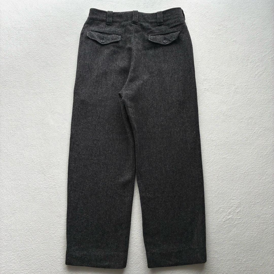 70s〜80s エルエルビーン ヘリンボーン ウールスラックス チャコール 古着
