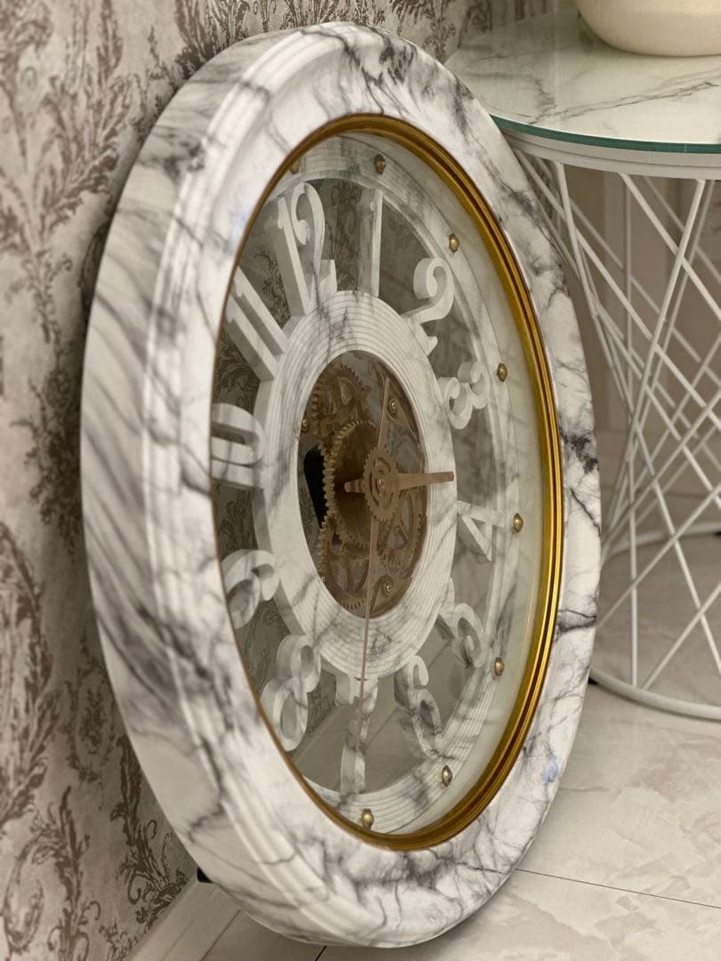 ロココ調ヴィクトリアンマーブル模様大理石掛け時計ジェニファーテイラー