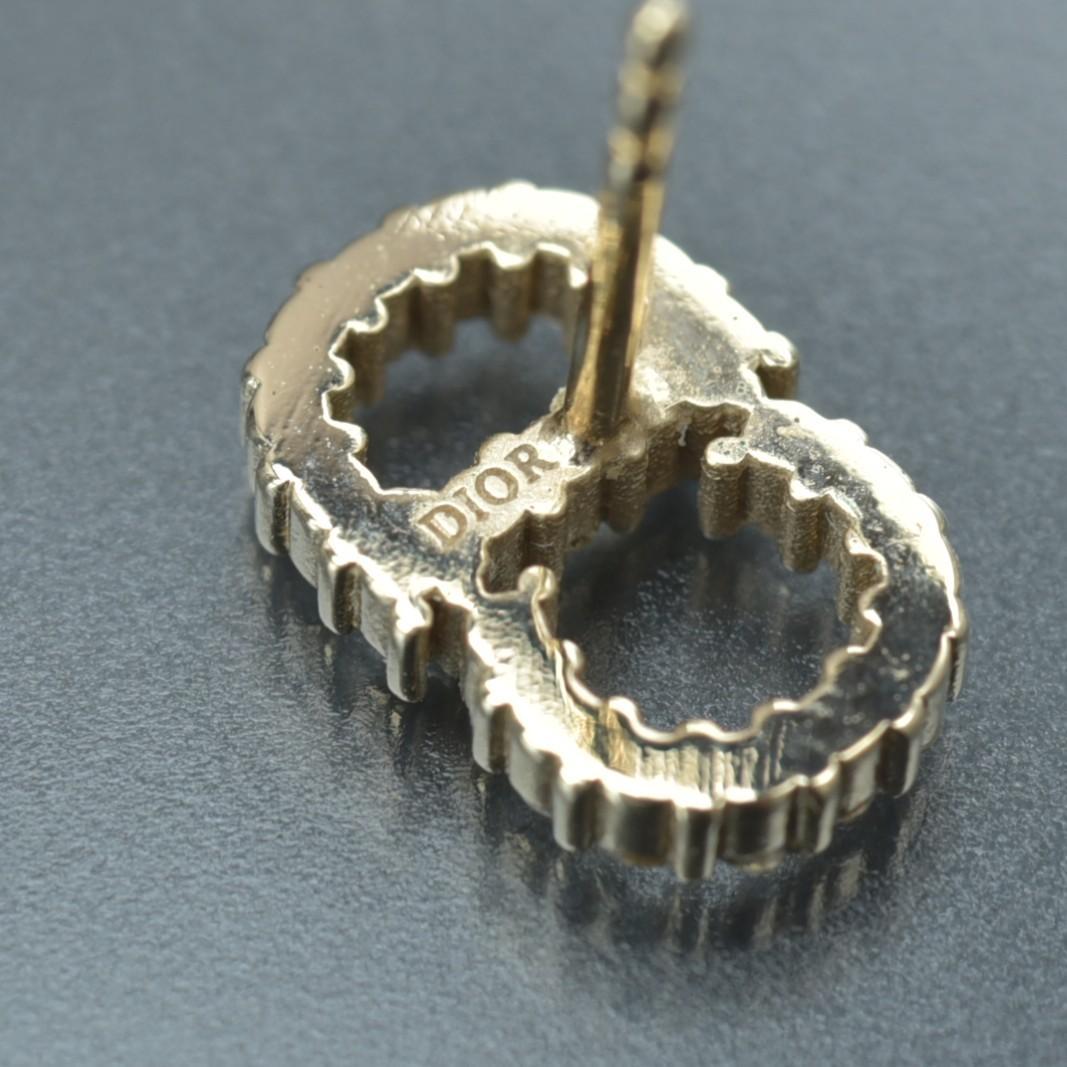 美品 ディオール ピアス 片耳 ロゴ CD ゴールド ラインストーン