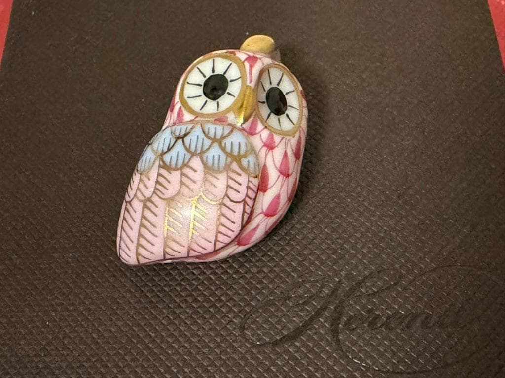 HEREND ヘレンド　ペンダント　ふくろう　フクロウ　ネックレス　ピンク