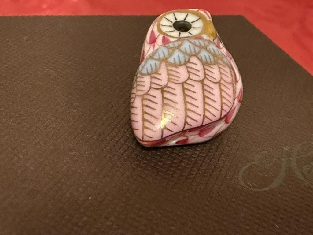 HEREND ヘレンド　ペンダント　ふくろう　フクロウ　ネックレス　ピンク