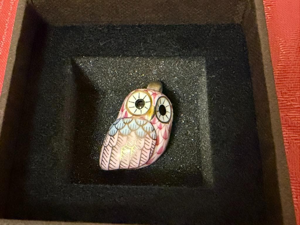 HEREND ヘレンド　ペンダント　ふくろう　フクロウ　ネックレス　ピンク