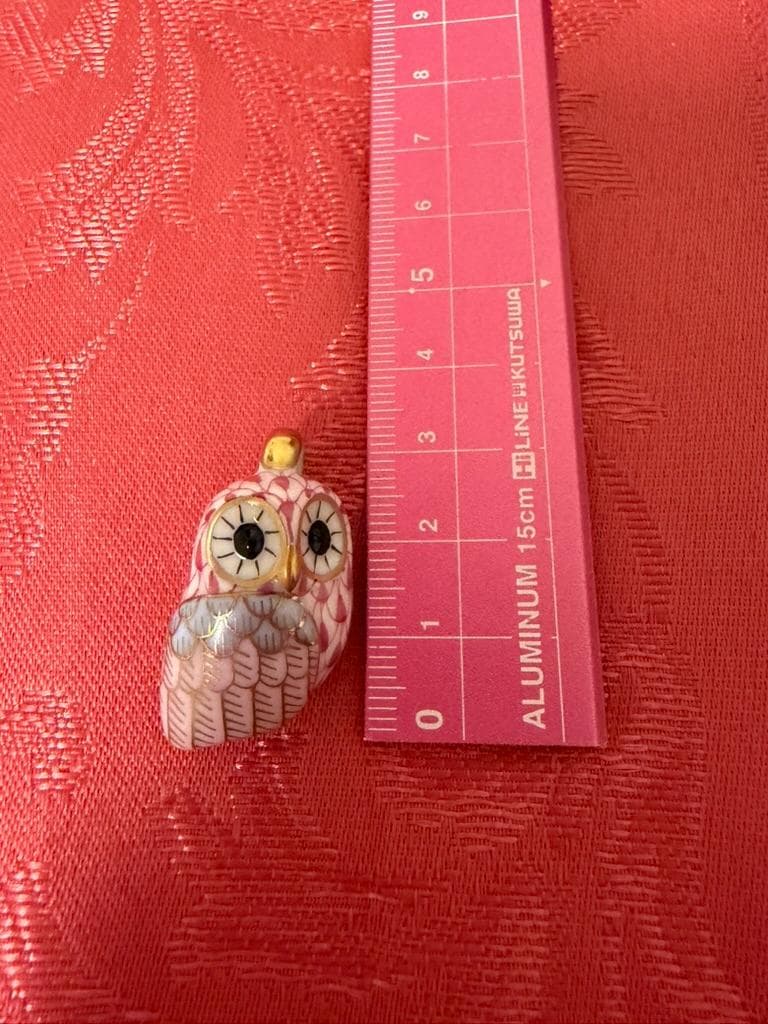 HEREND ヘレンド　ペンダント　ふくろう　フクロウ　ネックレス　ピンク