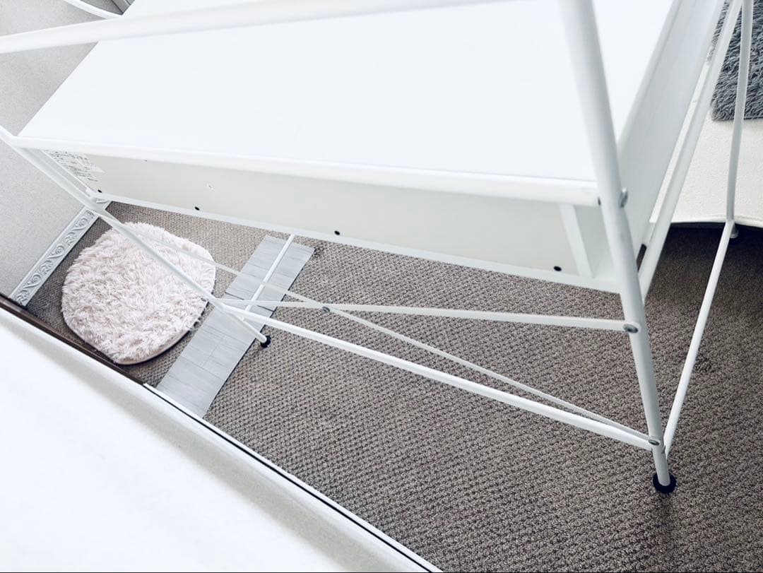 ロートアイアン　デスク　飾り棚　引き出し付き　ホワイト