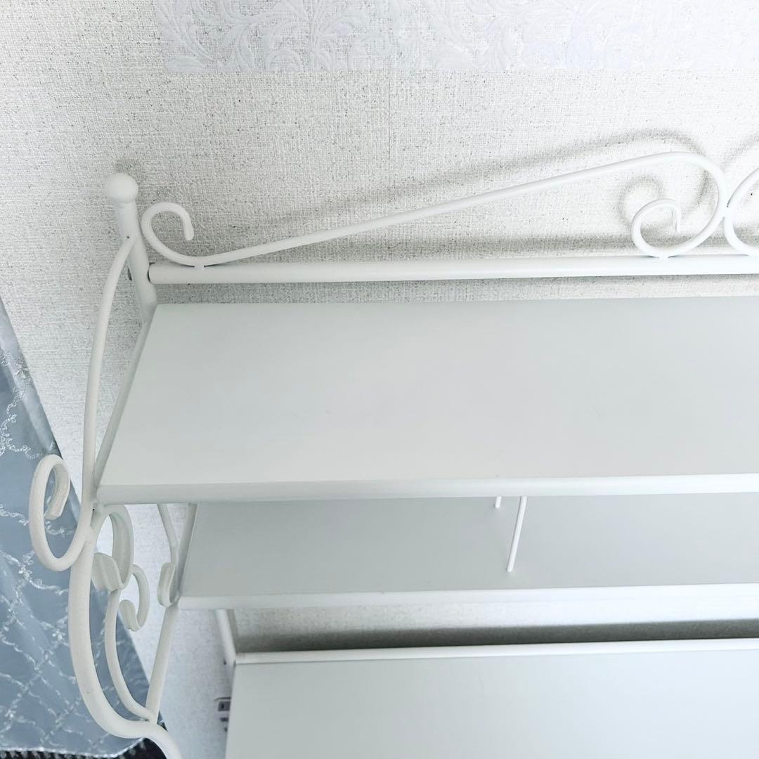 ロートアイアン　デスク　飾り棚　引き出し付き　ホワイト