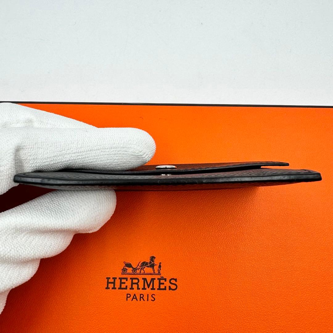 極美品✨HERMES 名刺入れ　セリエボタン ブラック　I刻印　レザー
