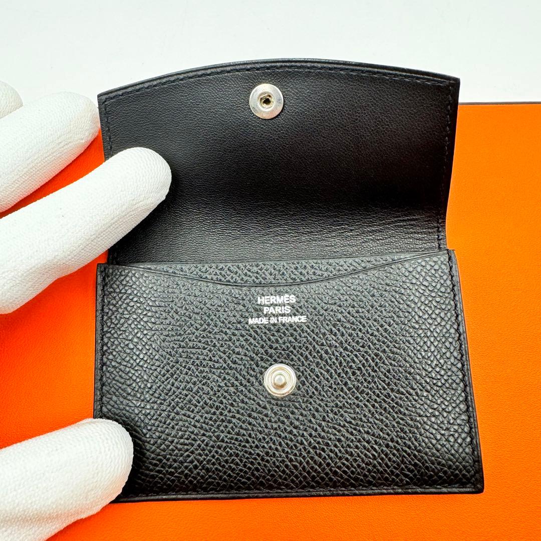 極美品✨HERMES 名刺入れ　セリエボタン ブラック　I刻印　レザー