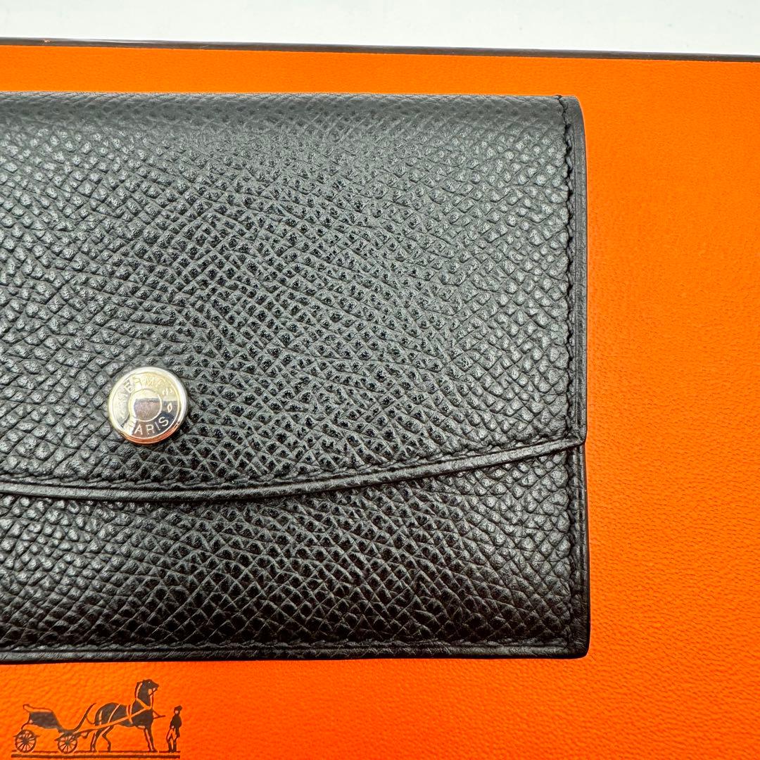 極美品✨HERMES 名刺入れ　セリエボタン ブラック　I刻印　レザー