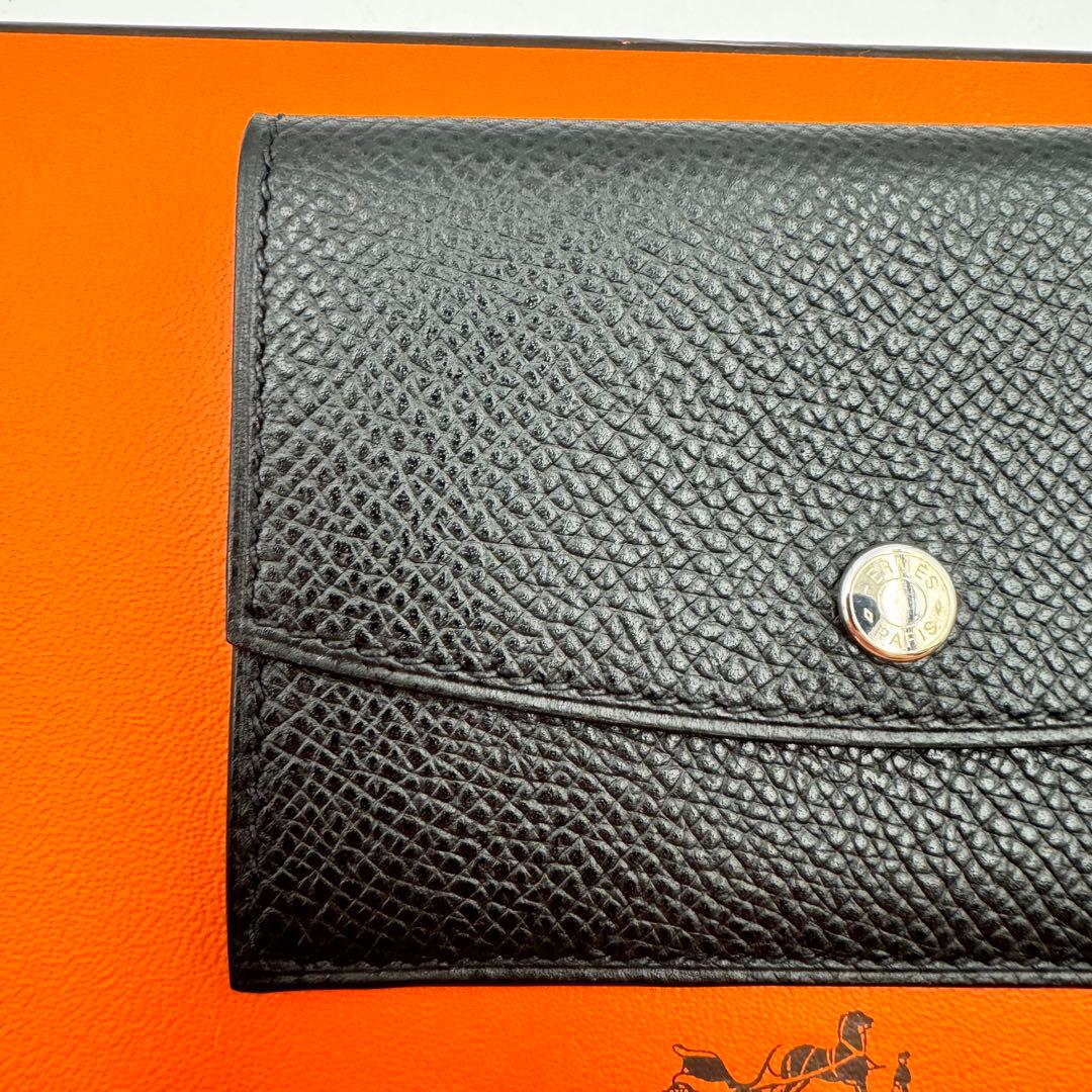 極美品✨HERMES 名刺入れ　セリエボタン ブラック　I刻印　レザー