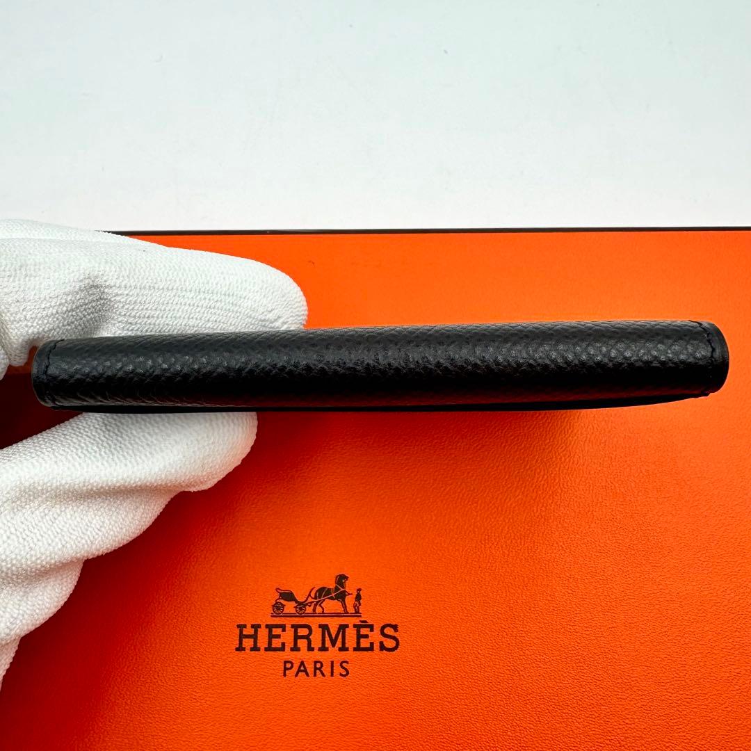 極美品✨HERMES 名刺入れ　セリエボタン ブラック　I刻印　レザー