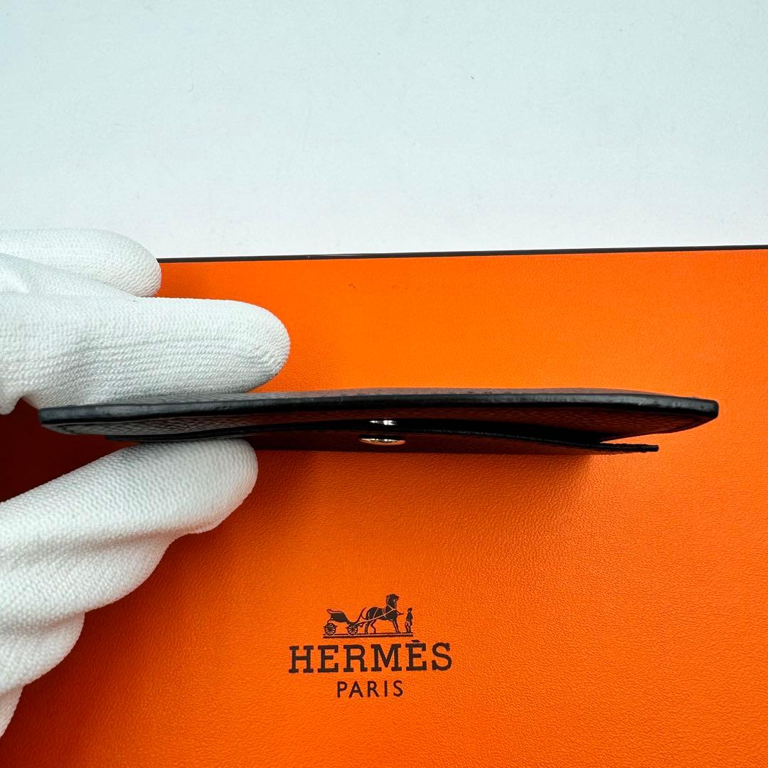 極美品✨HERMES 名刺入れ　セリエボタン ブラック　I刻印　レザー