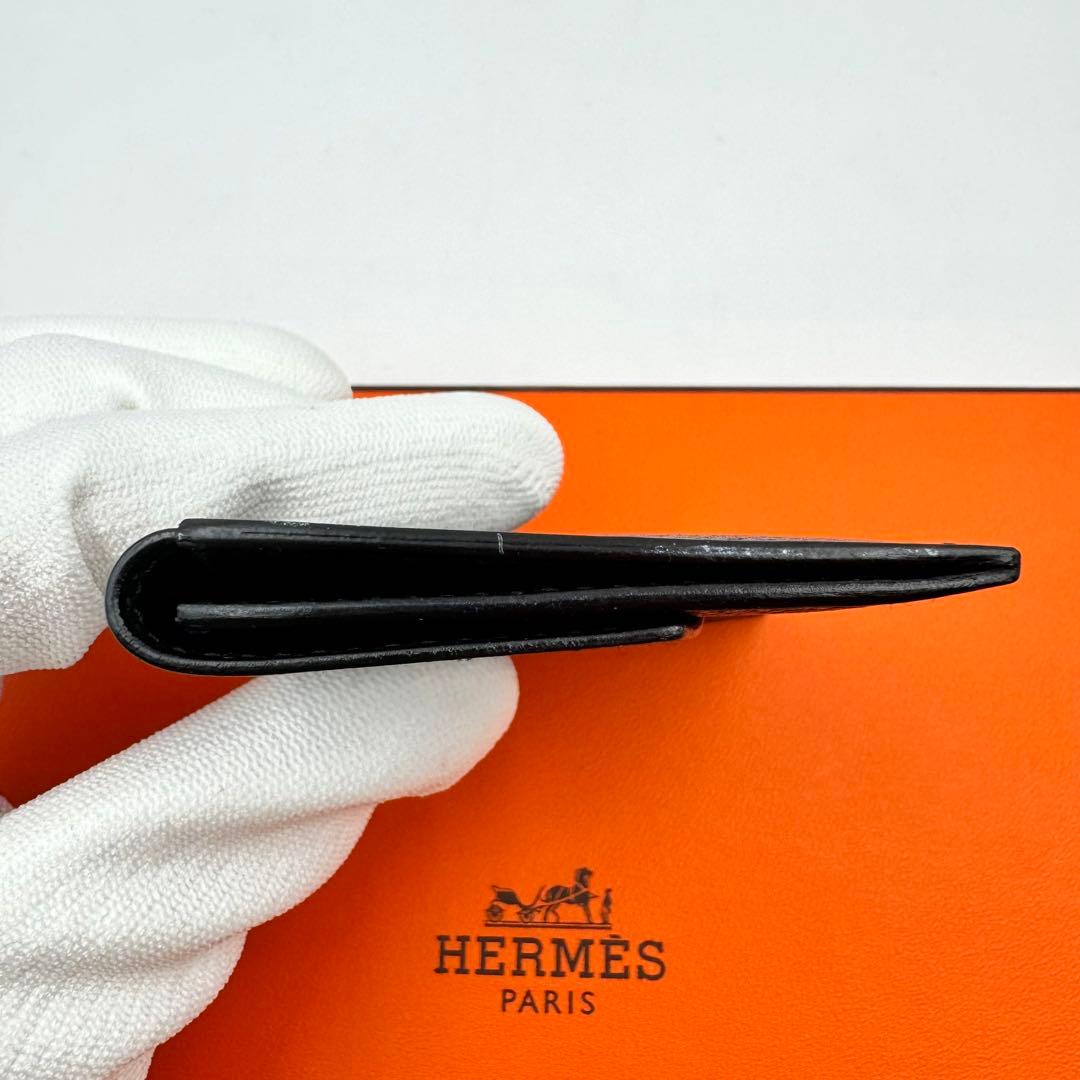 極美品✨HERMES 名刺入れ　セリエボタン ブラック　I刻印　レザー