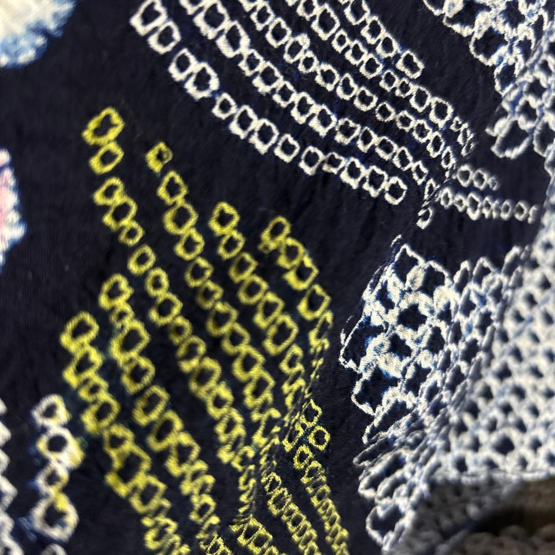 有松鳴海絞りフルセット5点　高級綿浴衣+夏帯+夏帯締め+夏帯揚げ+帯留め