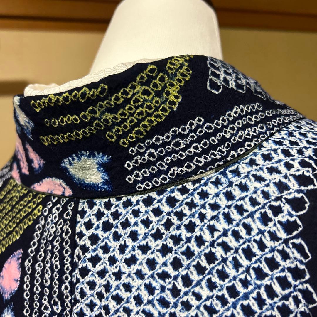 有松鳴海絞りフルセット5点　高級綿浴衣+夏帯+夏帯締め+夏帯揚げ+帯留め