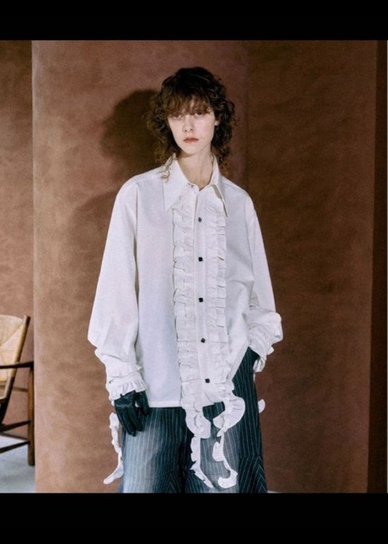 完売品 seyto ロングフリル ビッグカラーシャツ サイズ1