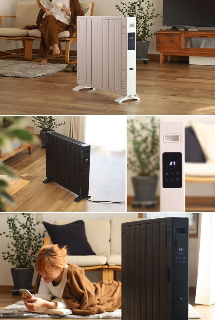 【オイルレスヒーター】新品未使用/マットホワイト/8畳/リモコン付き