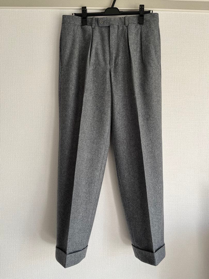 BERNARD ZINS BAC Jフランネル 2プリーツ ワイドスラックス