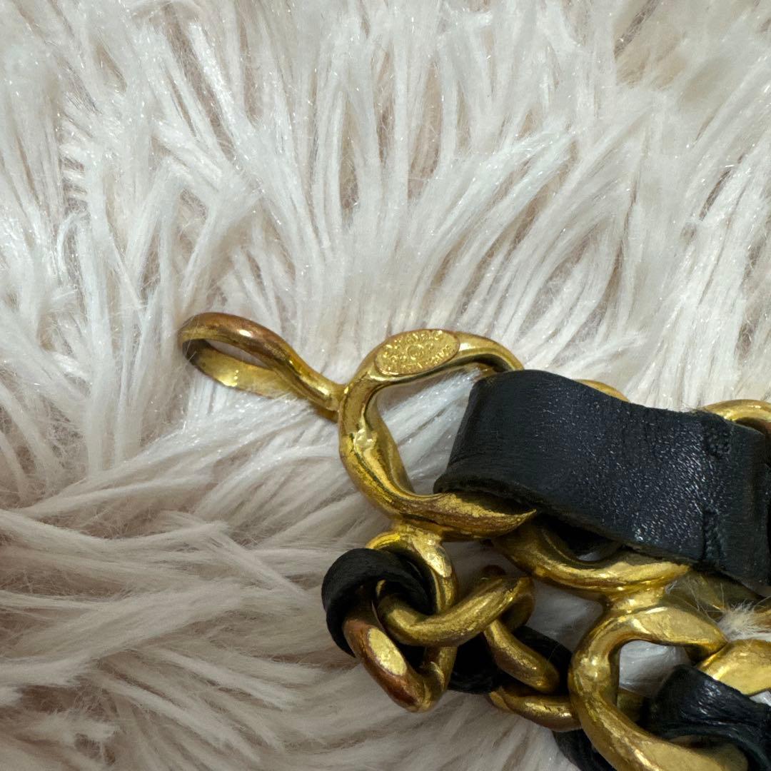 CHANEL シャネル 黒×ゴールド レザーチェーンベルト ヴィンテージ