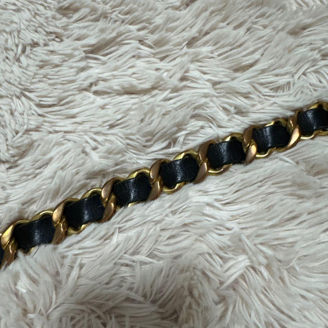 CHANEL シャネル 黒×ゴールド レザーチェーンベルト ヴィンテージ