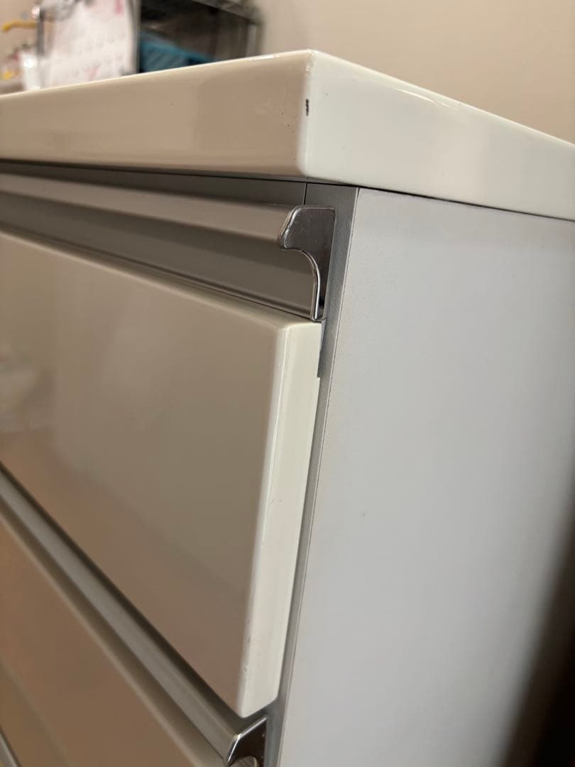 【訳あり・送料込☆】ニトリ 鏡面仕様キッチンカウンター 幅120cmキュリー2白