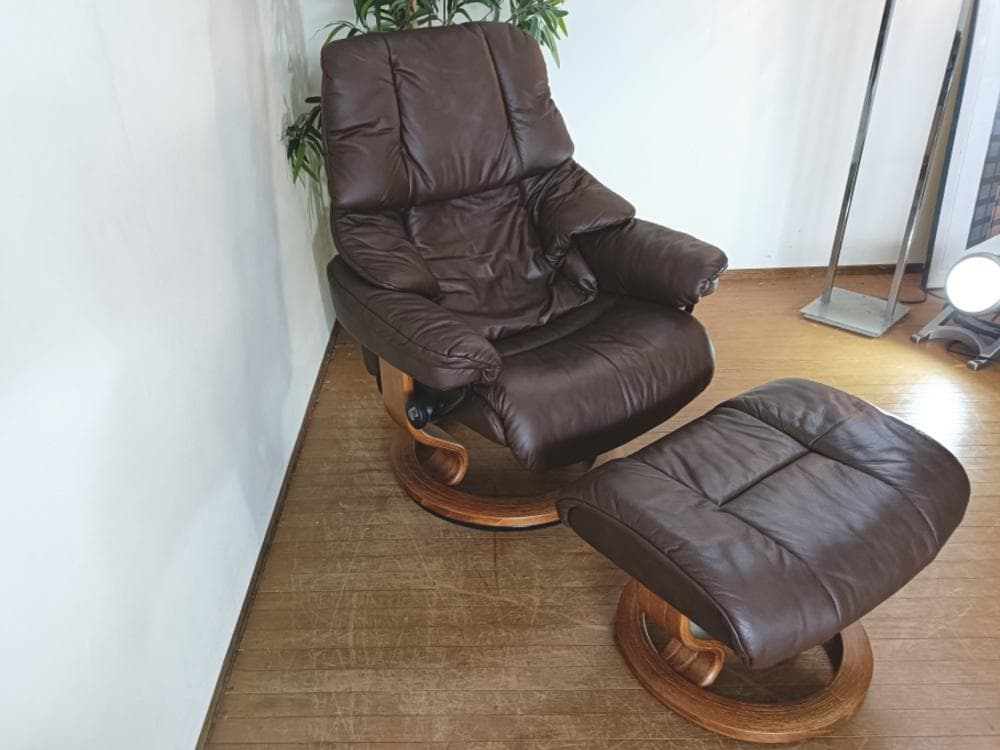 シンタロウ　エコーネス　レノ　クラシックM　ストレスレスチェア　本革　美品