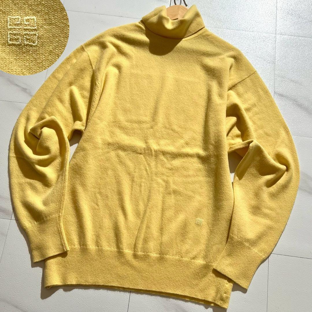 【希少】ジバンシー 4Gロゴ カシミヤ100% タートルネックニット イエロー