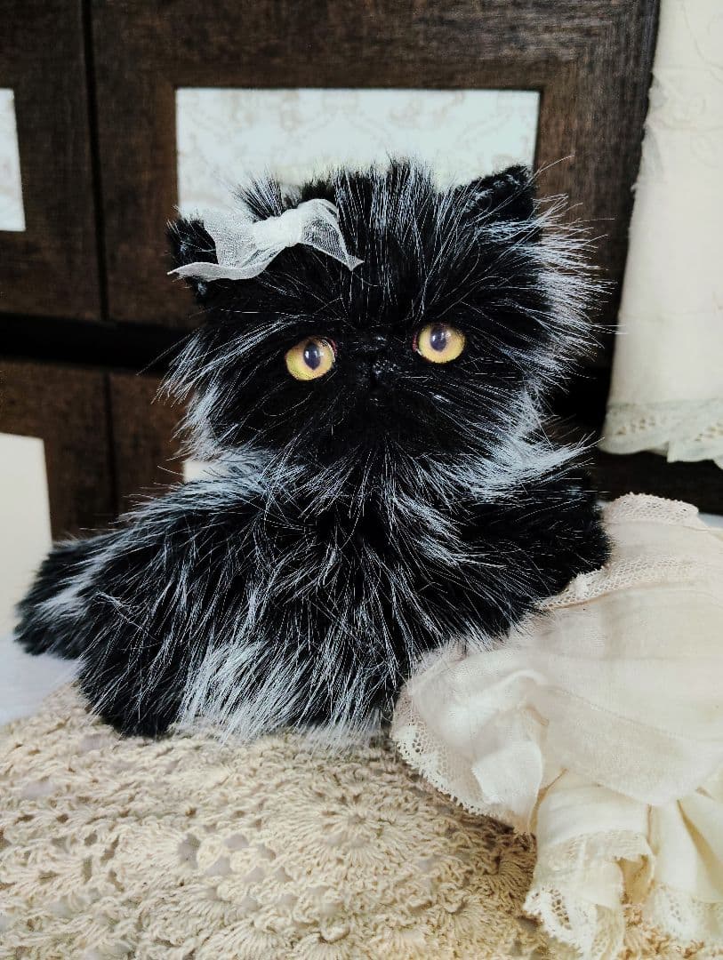 幼猫♡黒猫子猫ゴマちゃん♡アートドール♡ぬいぐるみ♡