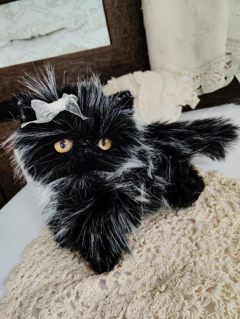 幼猫♡黒猫子猫ゴマちゃん♡アートドール♡ぬいぐるみ♡
